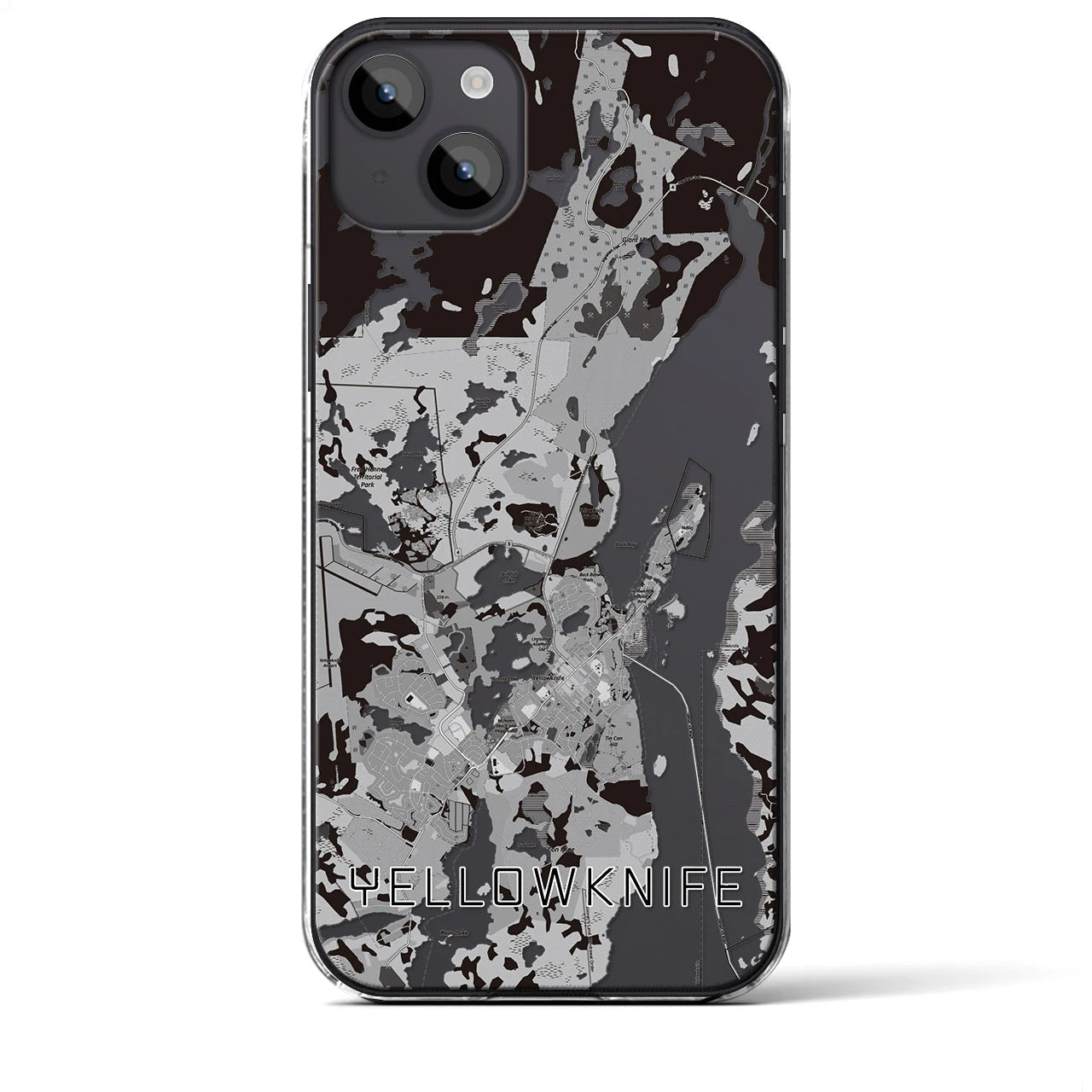 【イエローナイフ(カナダ)】地図柄iPhoneケース(クリアタイプ)