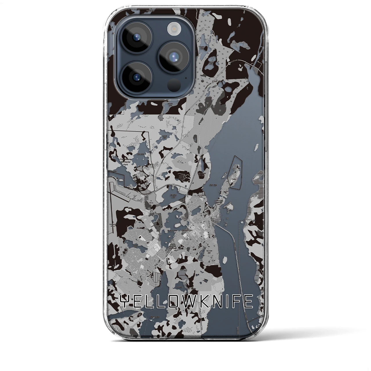 【イエローナイフ(カナダ)】地図柄iPhoneケース(クリアタイプ)