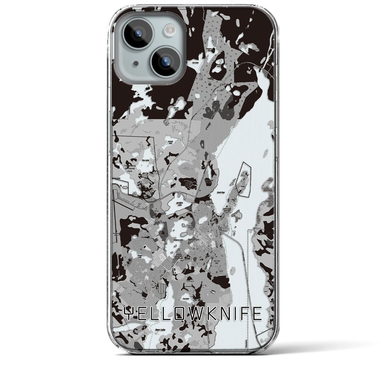 【イエローナイフ(カナダ)】地図柄iPhoneケース(クリアタイプ)