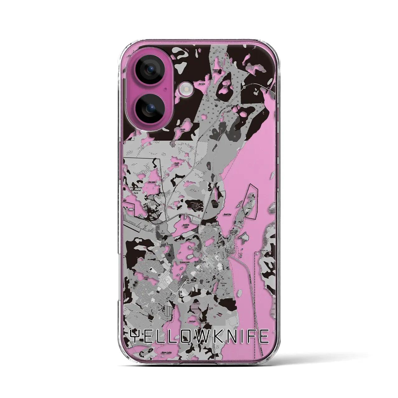 【イエローナイフ(カナダ)】地図柄iPhoneケース(クリアタイプ)