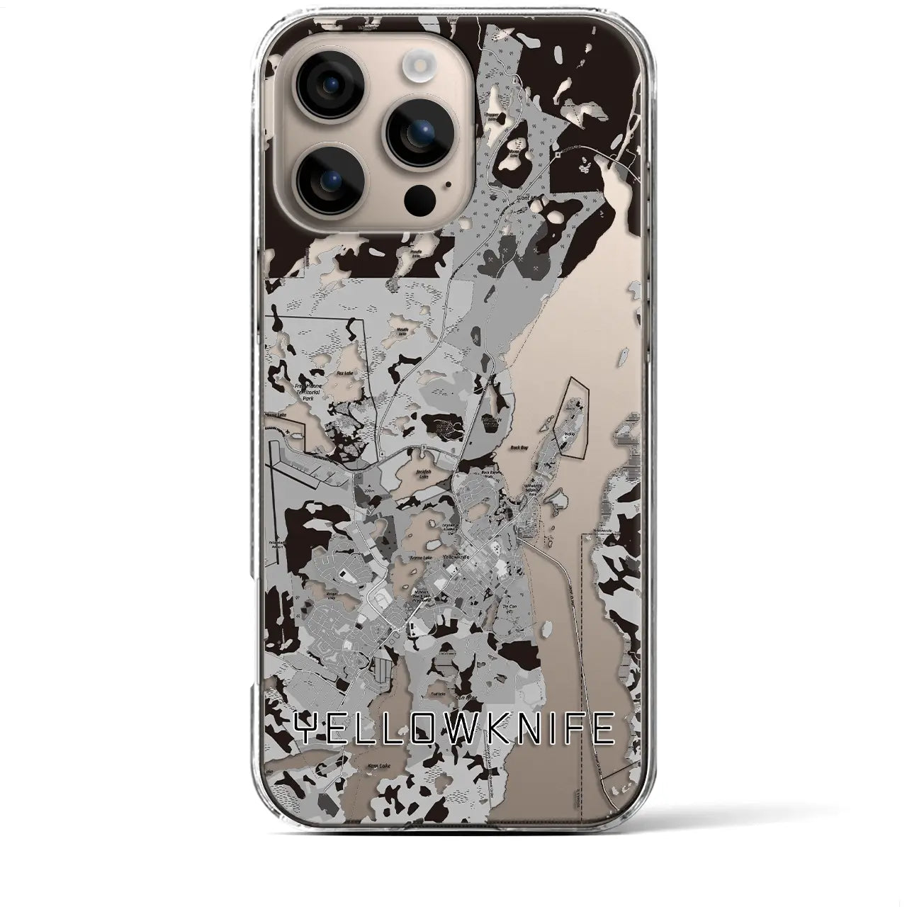 【イエローナイフ(カナダ)】地図柄iPhoneケース(クリアタイプ)