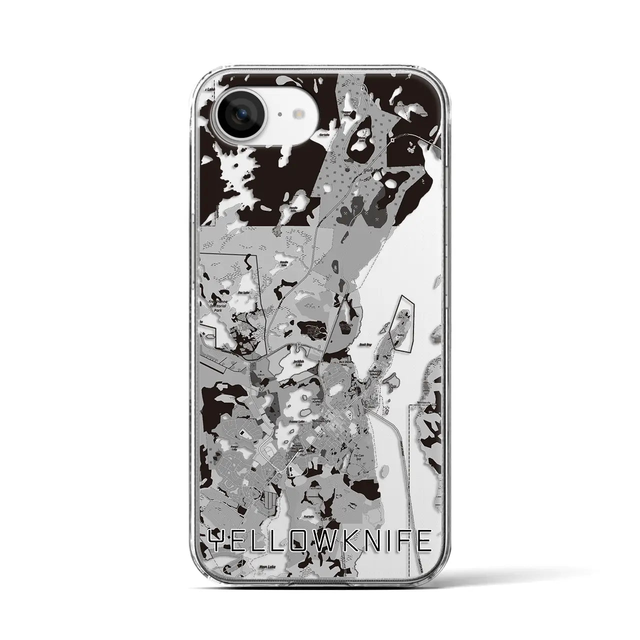 【イエローナイフ(カナダ)】地図柄iPhoneケース(クリアタイプ)