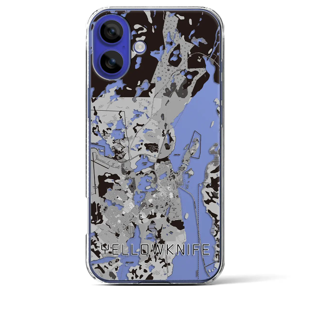 【イエローナイフ(カナダ)】地図柄iPhoneケース(クリアタイプ)