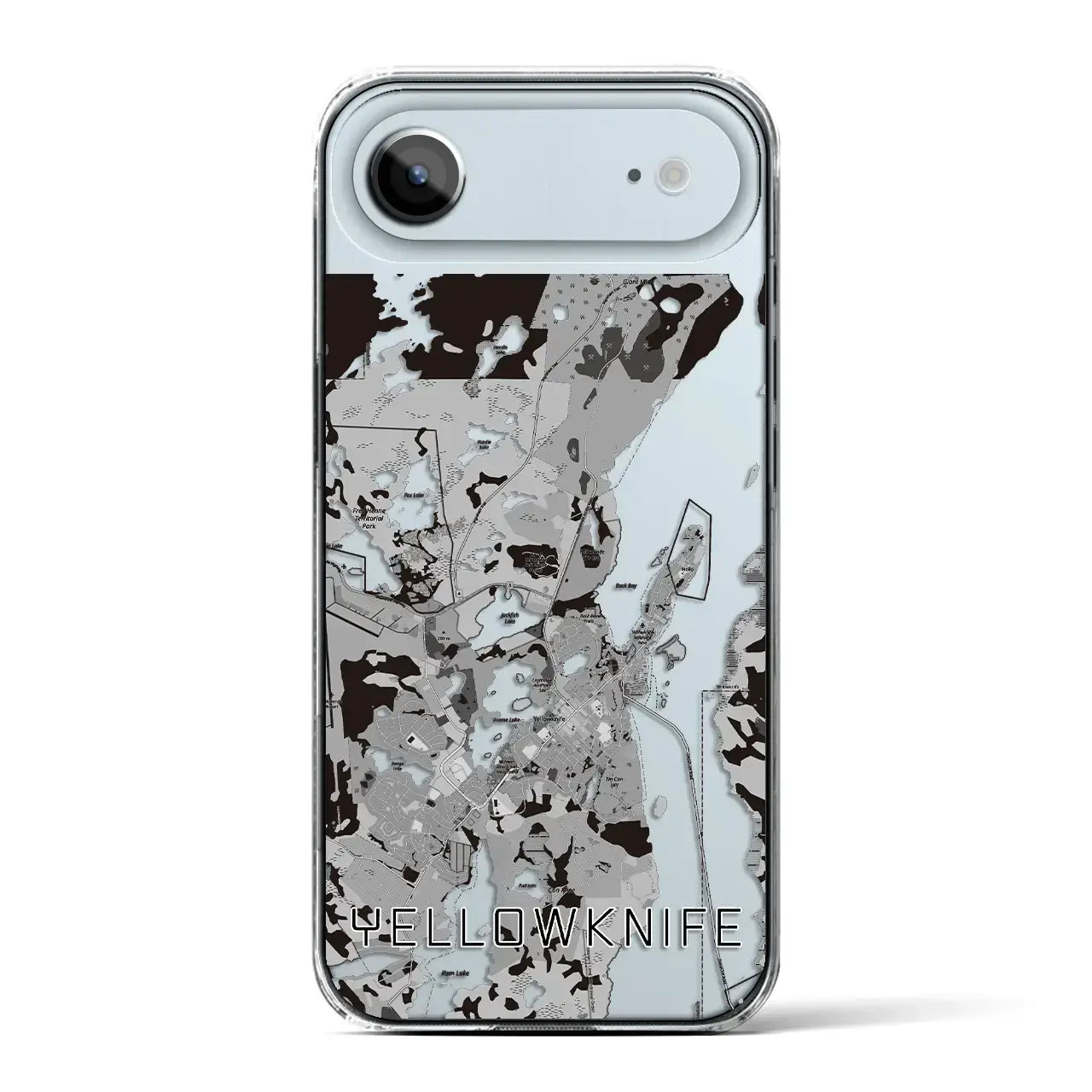 【イエローナイフ(カナダ)】地図柄iPhoneケース(クリアタイプ)
