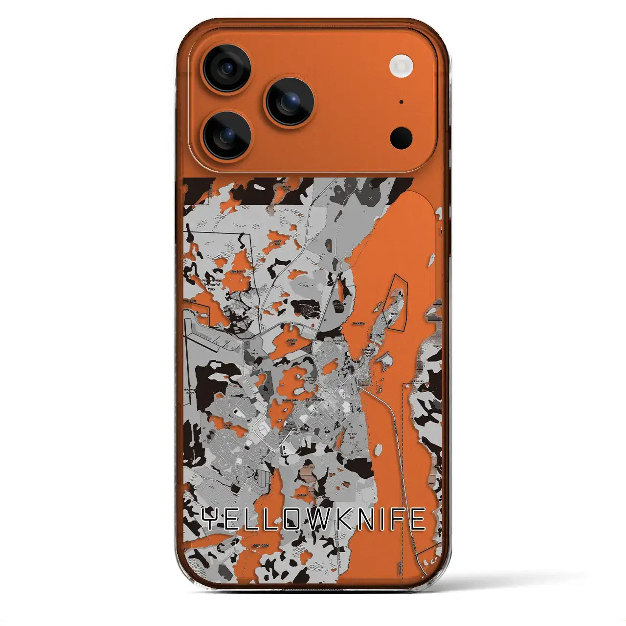 【イエローナイフ(カナダ)】地図柄iPhoneケース(クリアタイプ)