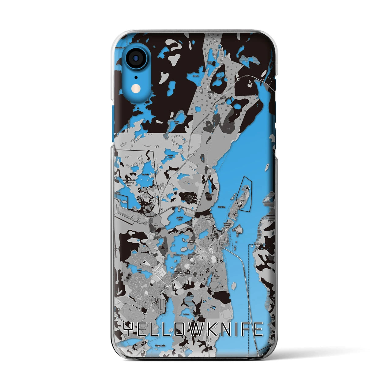 【イエローナイフ(カナダ)】地図柄iPhoneケース(クリアタイプ)