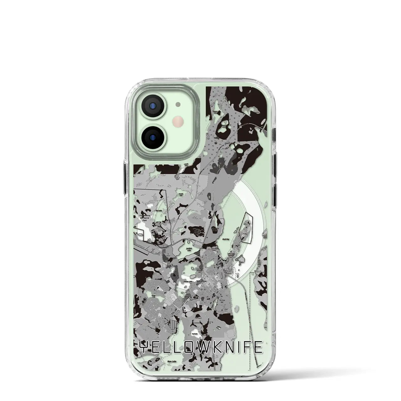 【イエローナイフ(カナダ)】地図柄iPhoneケース(MagSafeタイプ)