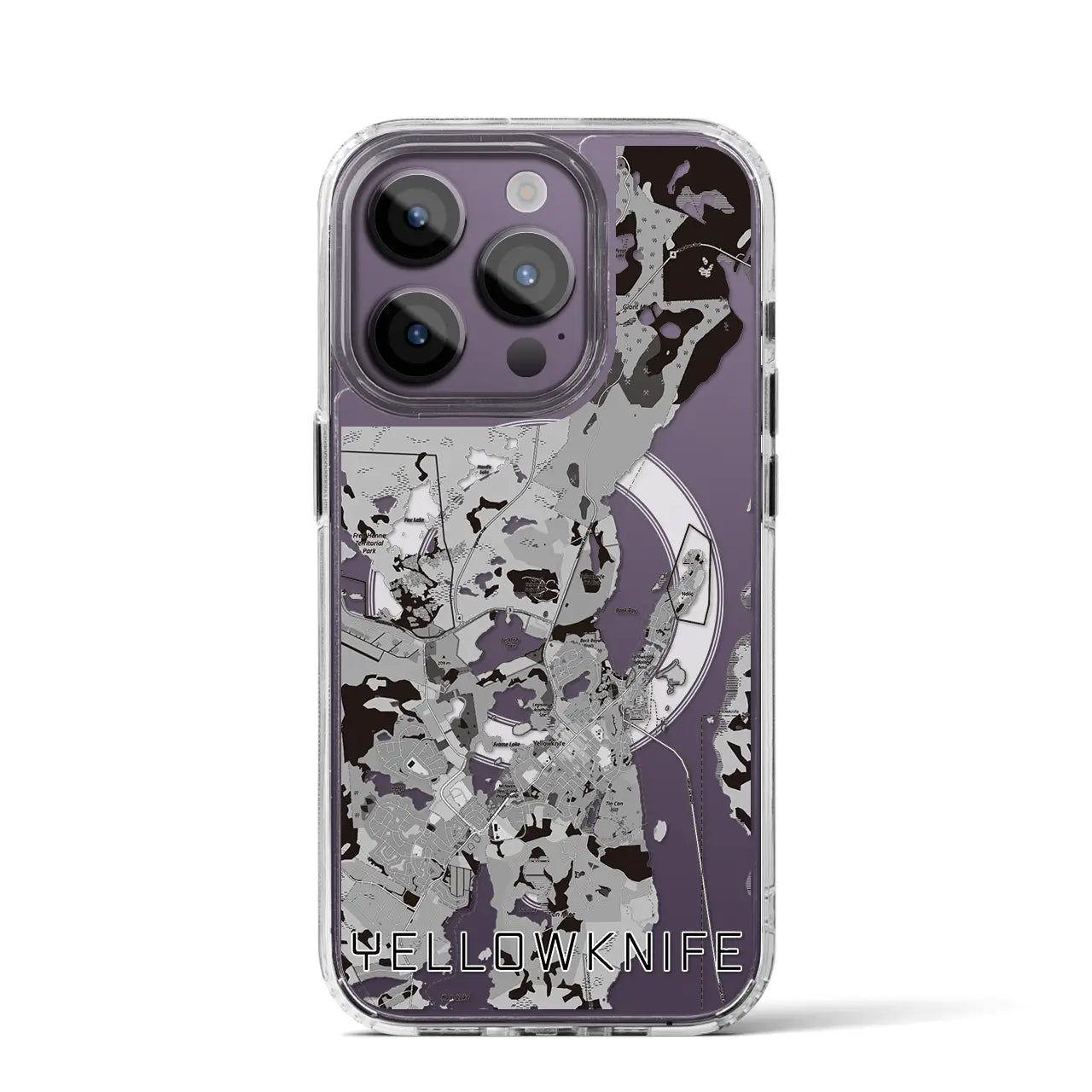 【イエローナイフ(カナダ)】地図柄iPhoneケース(MagSafeタイプ)