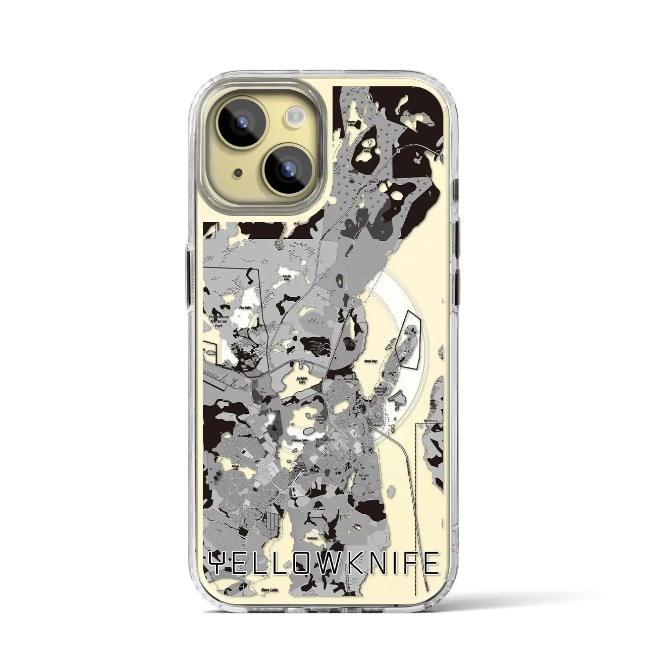【イエローナイフ(カナダ)】地図柄iPhoneケース(MagSafeタイプ)