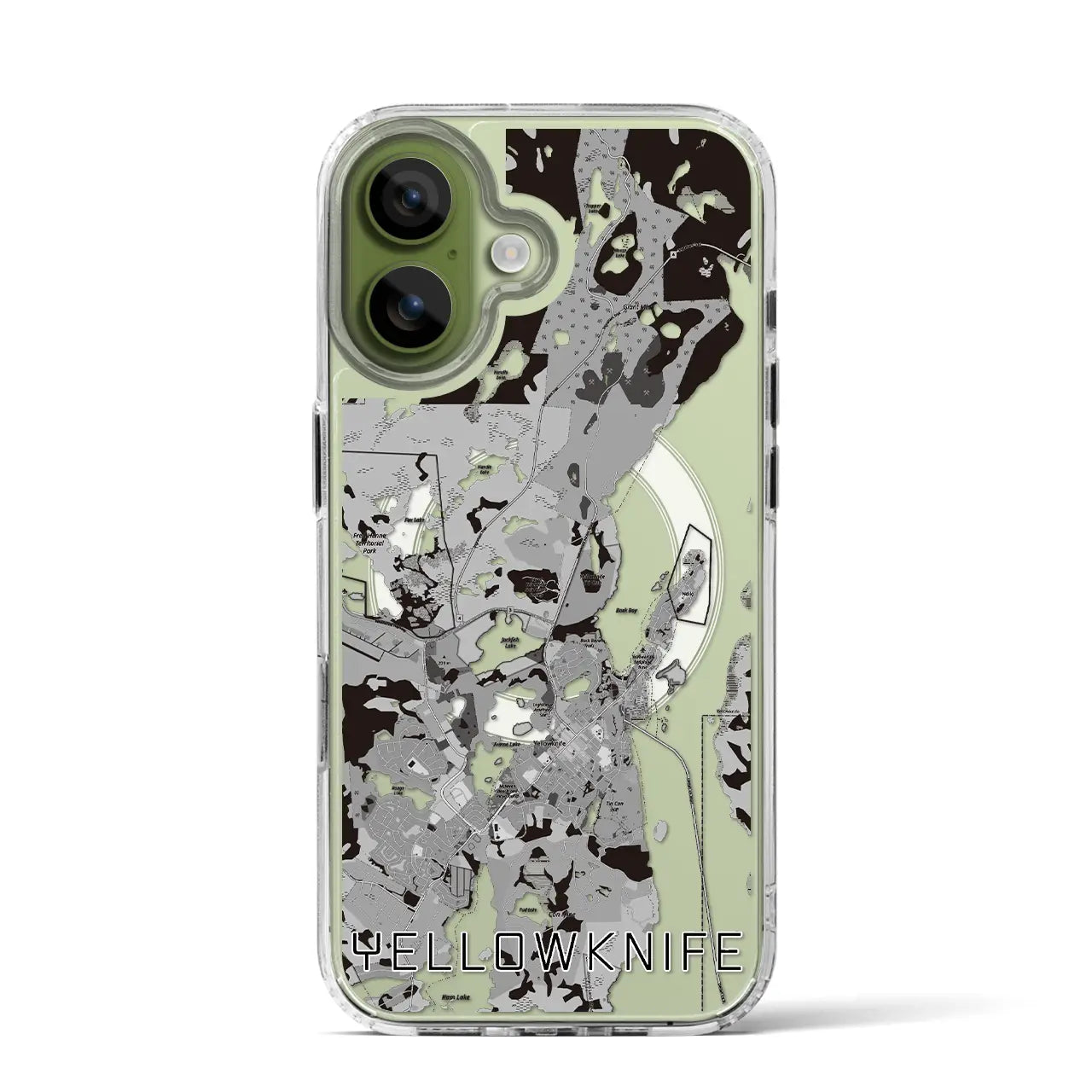 【イエローナイフ(カナダ)】地図柄iPhoneケース(MagSafeタイプ)