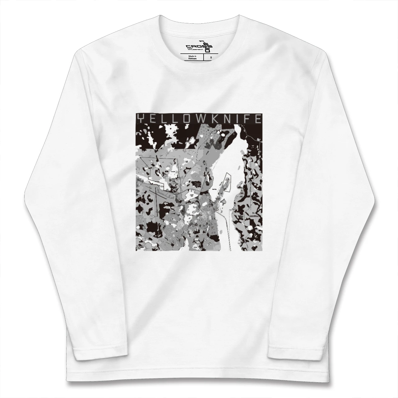 【イエローナイフ(カナダ)】地図柄ロングスリーブTシャツ