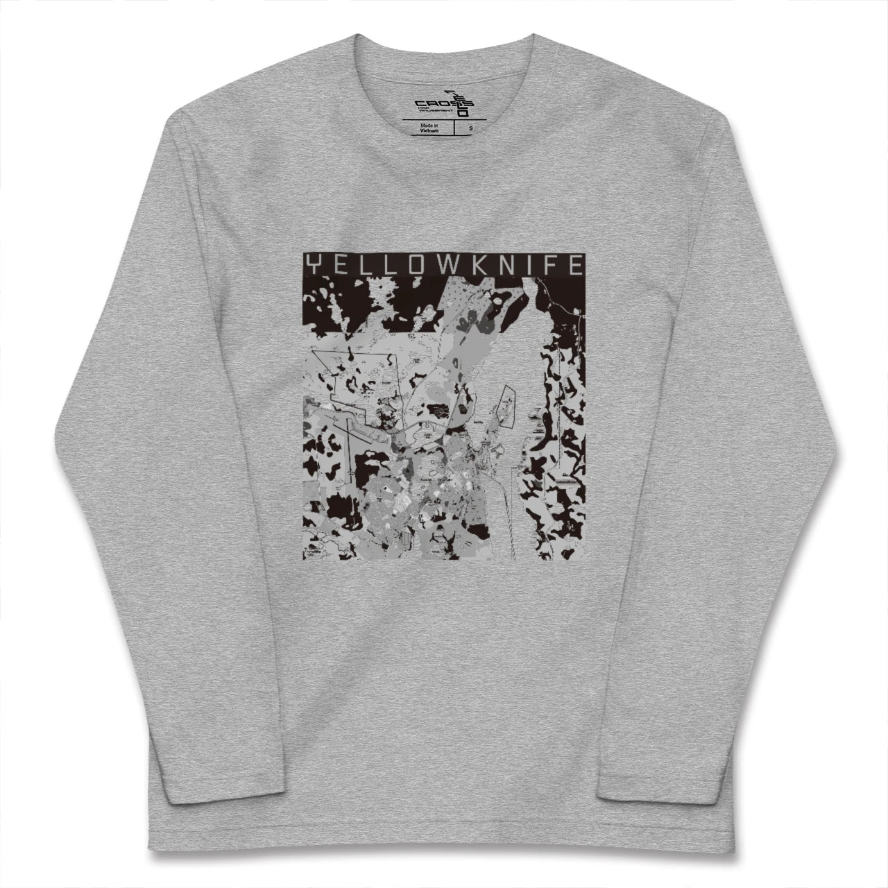 【イエローナイフ(カナダ)】地図柄ロングスリーブTシャツ
