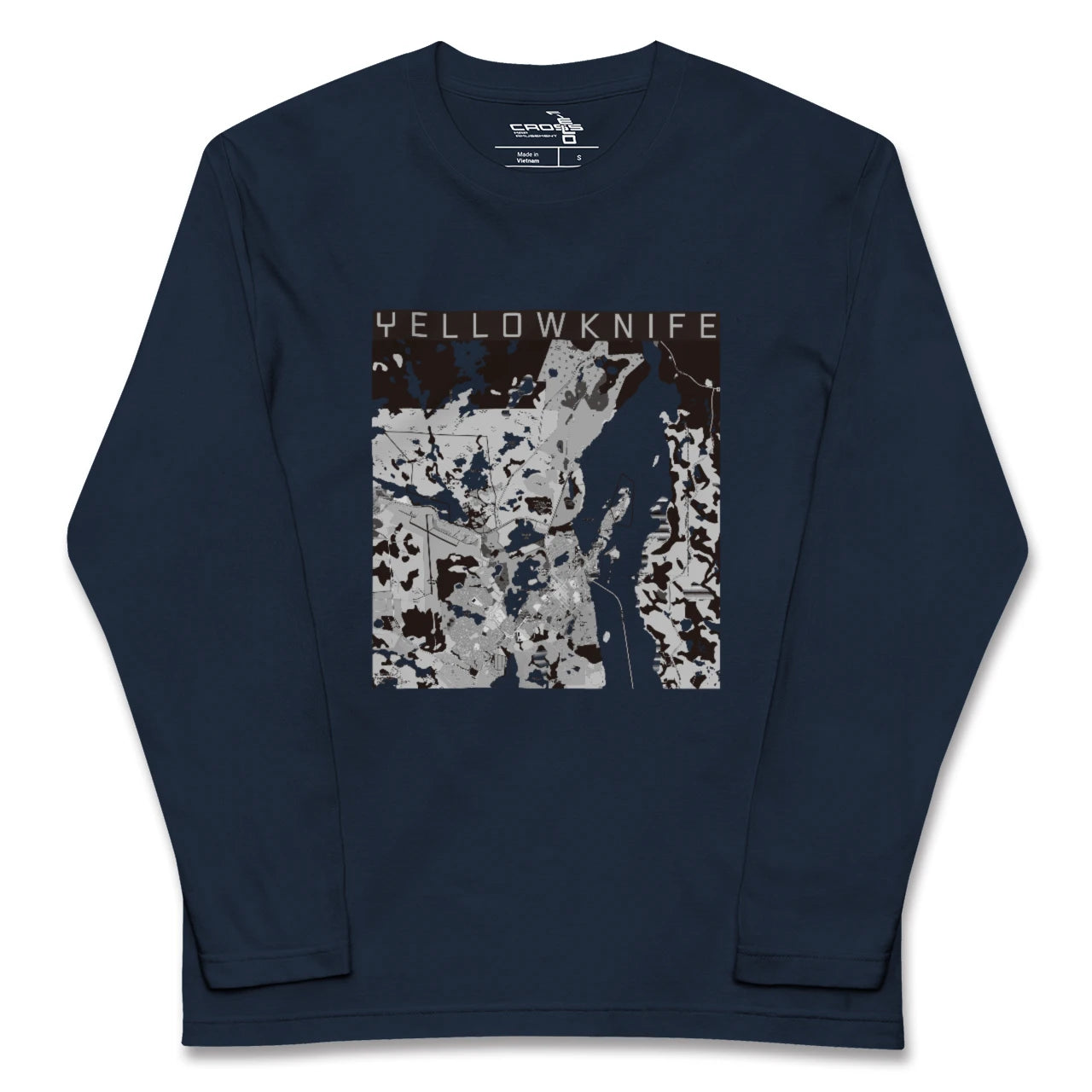 【イエローナイフ(カナダ)】地図柄ロングスリーブTシャツ