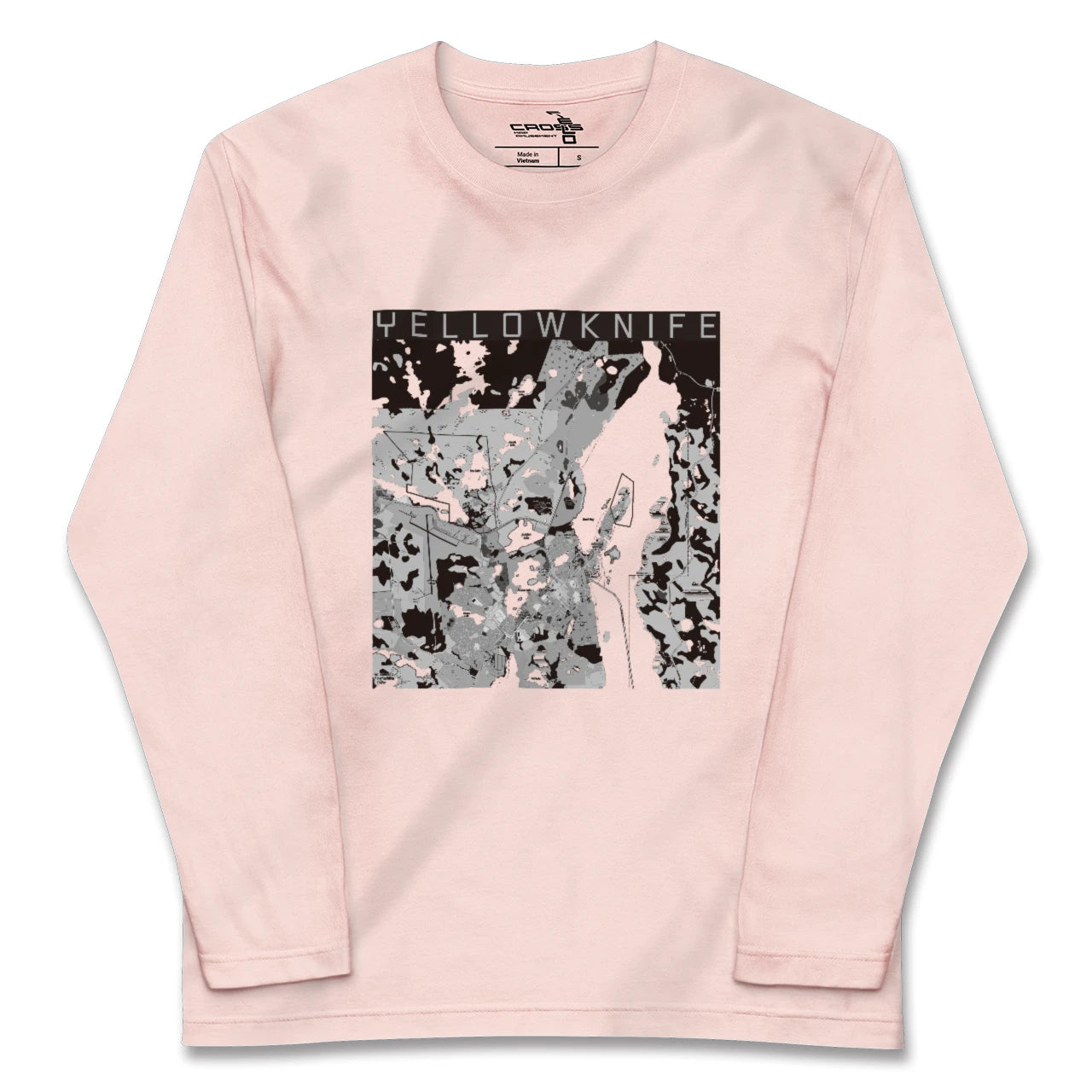 【イエローナイフ(カナダ)】地図柄ロングスリーブTシャツ