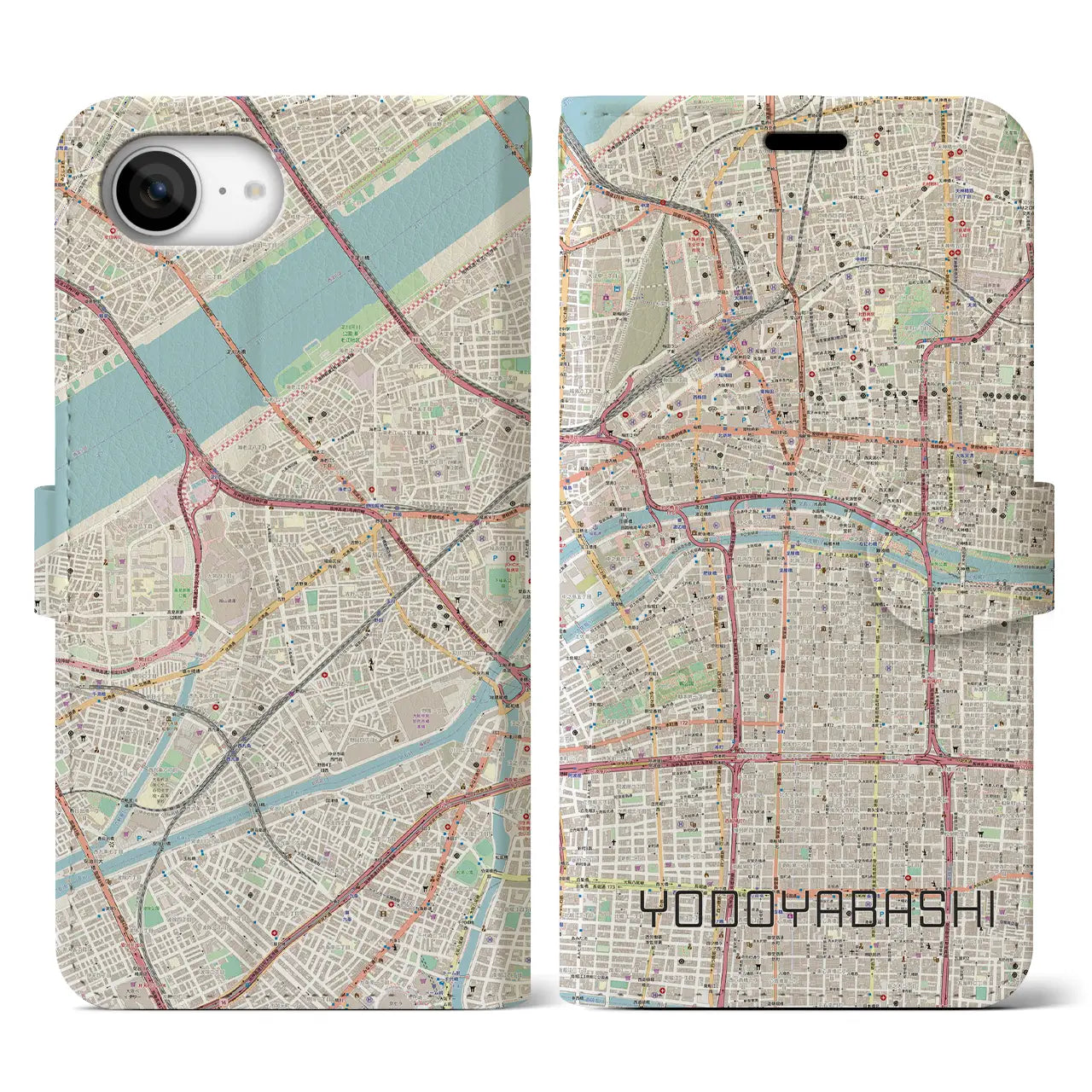 【淀屋橋(大阪府)】地図柄iPhoneケース(手帳タイプ)