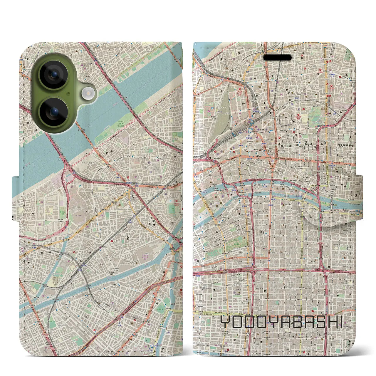 【淀屋橋(大阪府)】地図柄iPhoneケース(手帳タイプ)