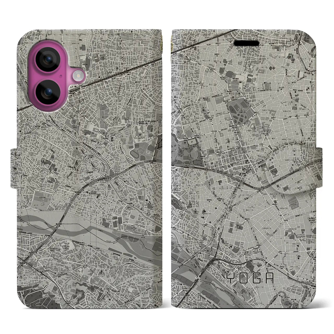 【用賀(東京都)】地図柄iPhoneケース(手帳タイプ)