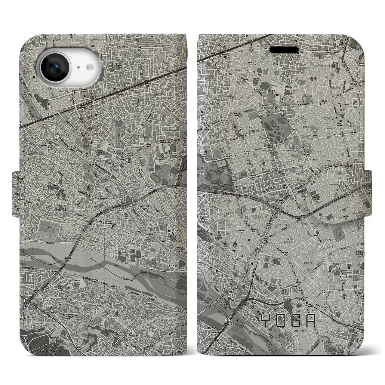 【用賀(東京都)】地図柄iPhoneケース(手帳タイプ)