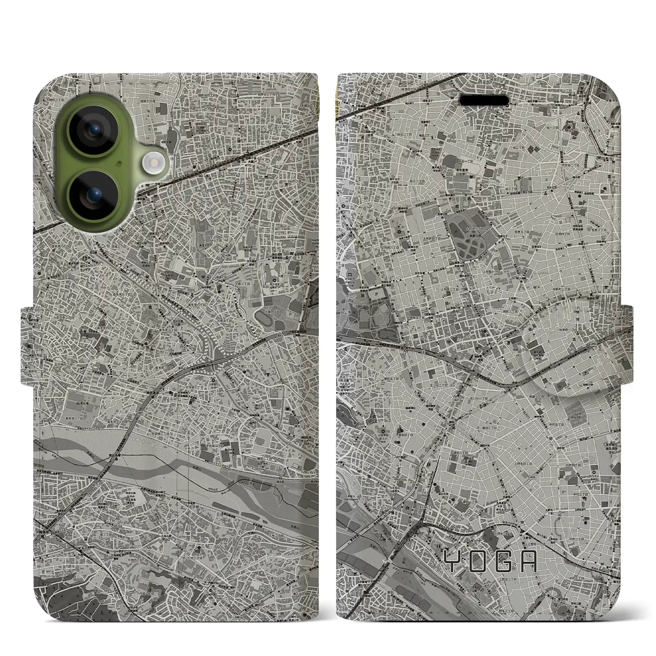 【用賀(東京都)】地図柄iPhoneケース(手帳タイプ)