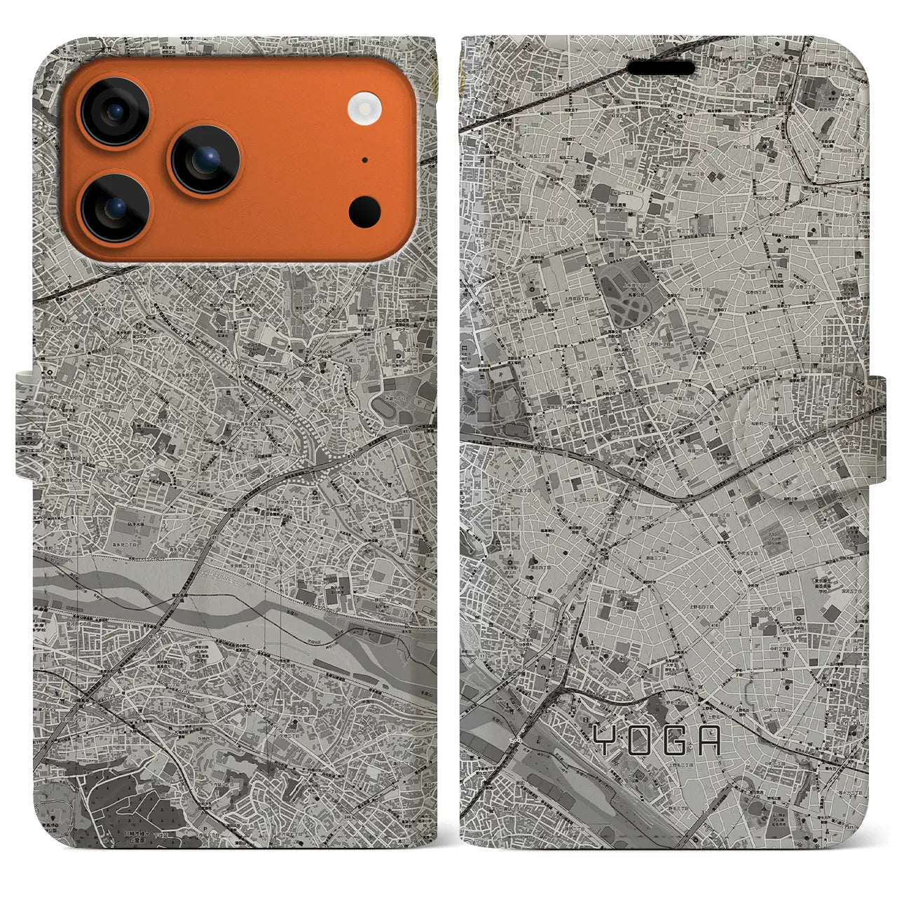 【用賀(東京都)】地図柄iPhoneケース(手帳タイプ)