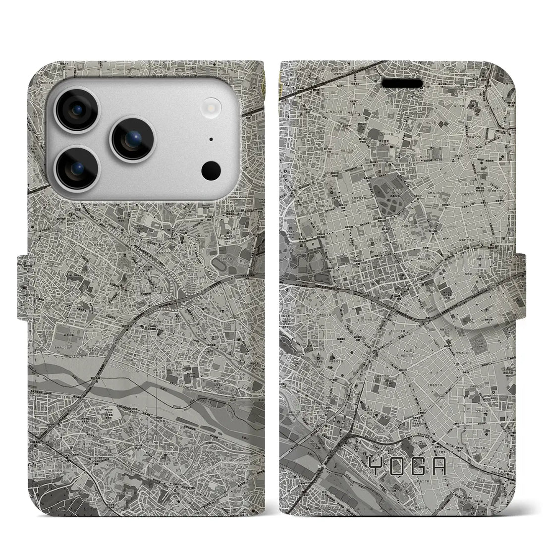 【用賀(東京都)】地図柄iPhoneケース(手帳タイプ)