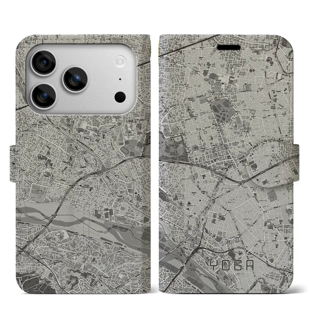 【用賀(東京都)】地図柄iPhoneケース(手帳タイプ)