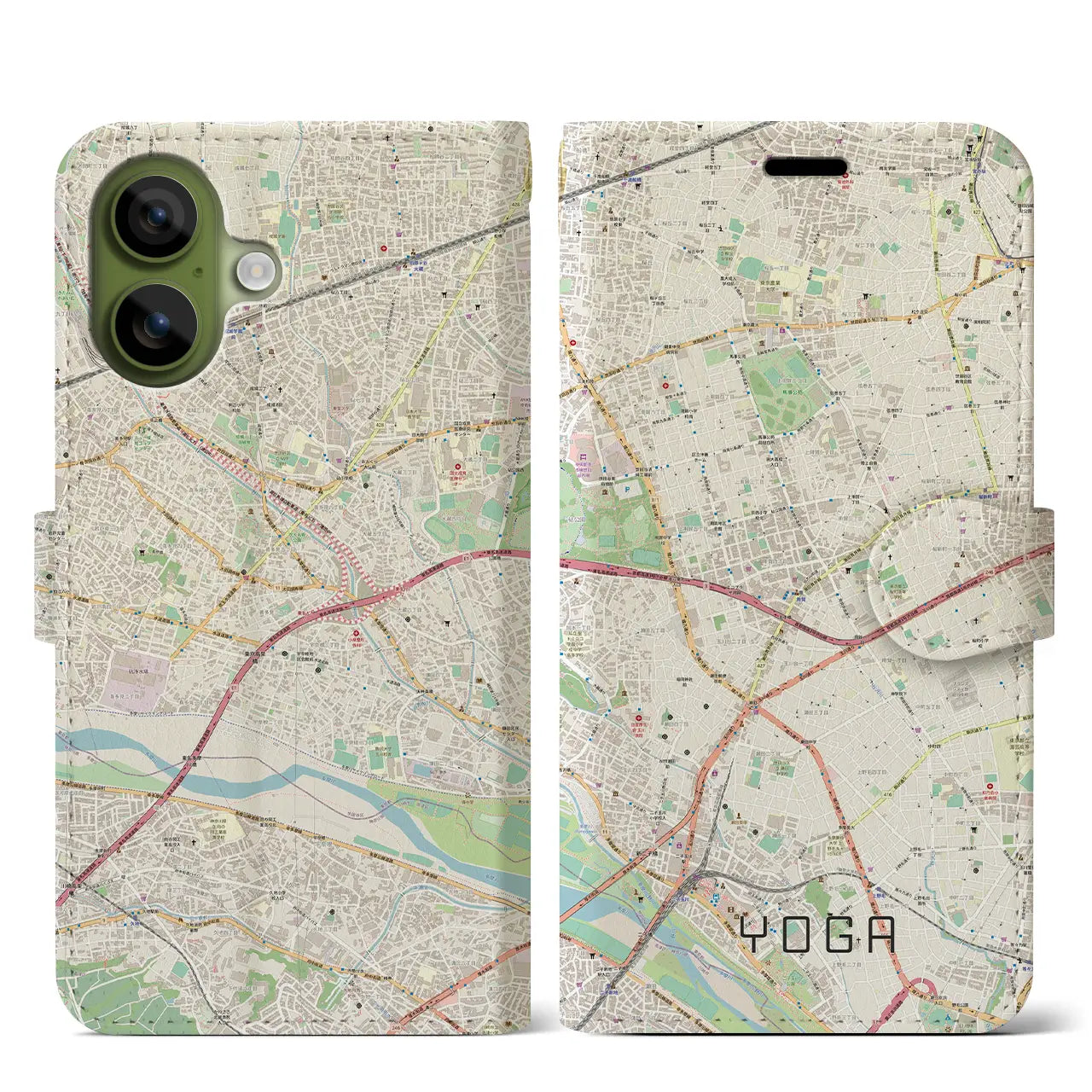 【用賀(東京都)】地図柄iPhoneケース(手帳タイプ)