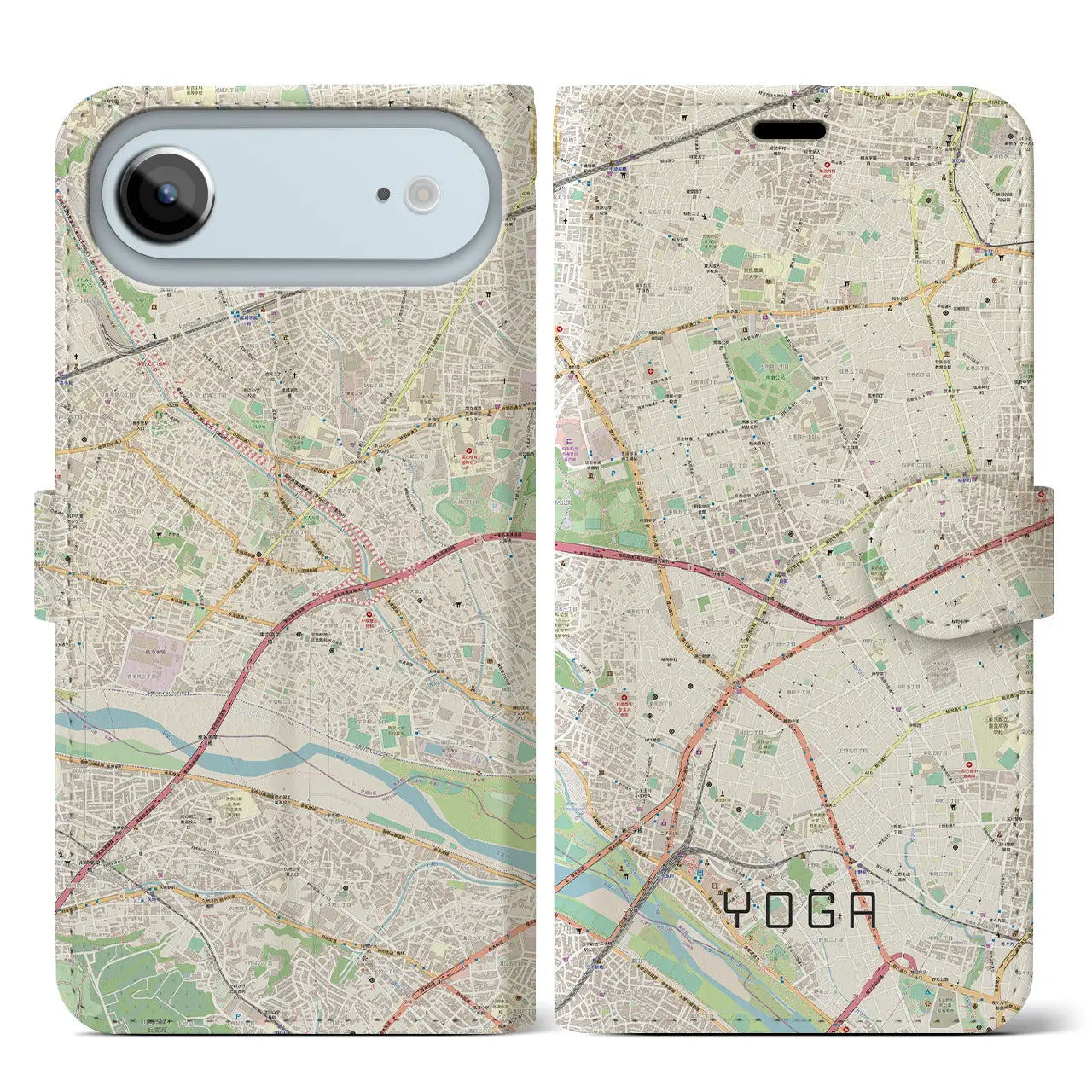 【用賀(東京都)】地図柄iPhoneケース(手帳タイプ)