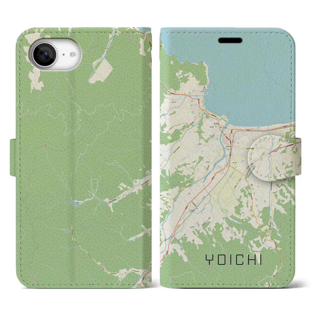 【余市(北海道)】地図柄iPhoneケース(手帳タイプ)