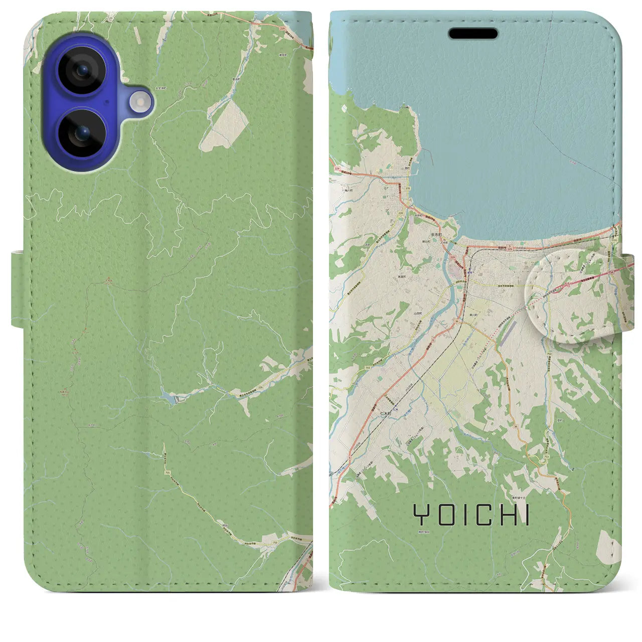 【余市(北海道)】地図柄iPhoneケース(手帳タイプ)ナチュラル・iPhone 16 Pro Max 用