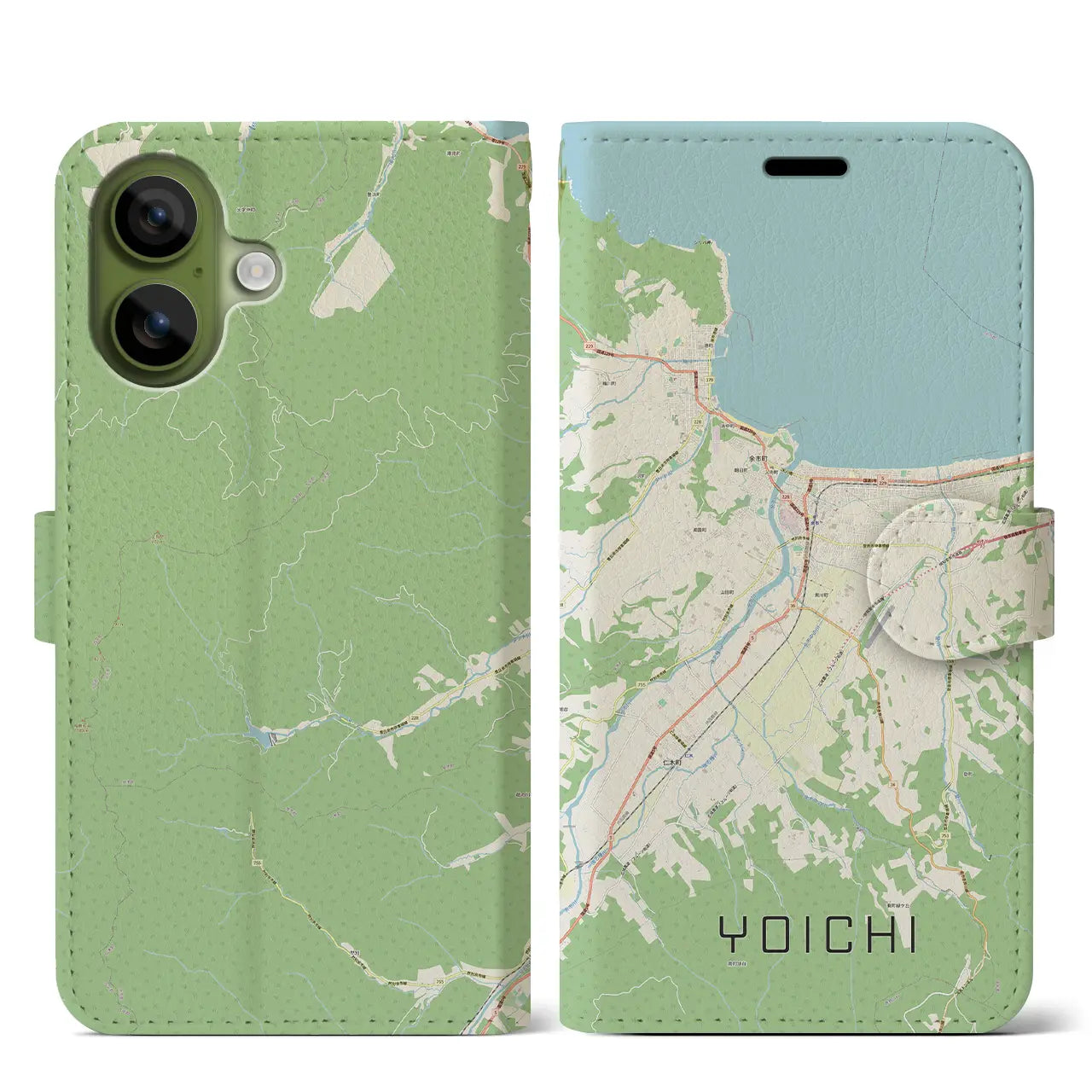 【余市(北海道)】地図柄iPhoneケース(手帳タイプ)