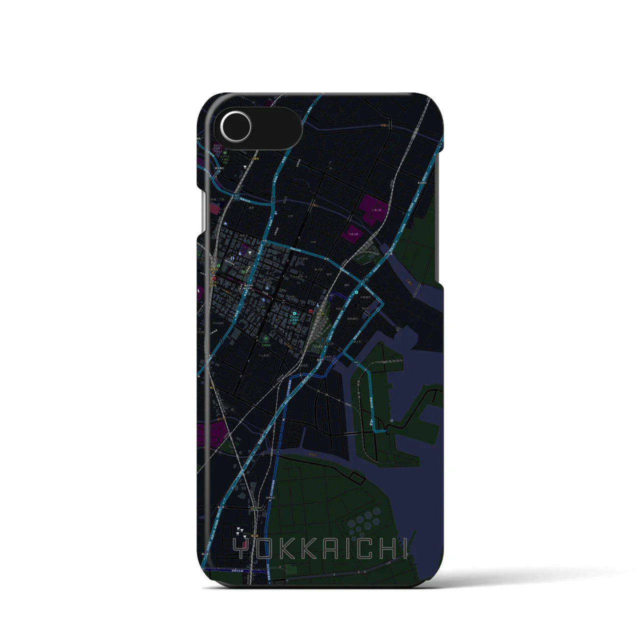 【四日市(三重県)】地図柄iPhoneケース(バックカバータイプ)