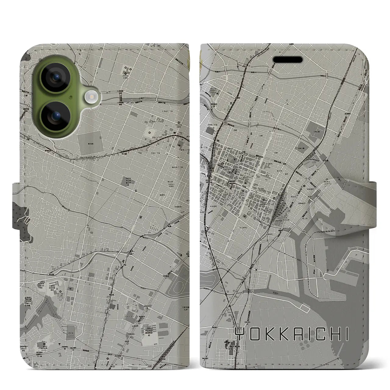 【四日市(三重県)】地図柄iPhoneケース(手帳タイプ)