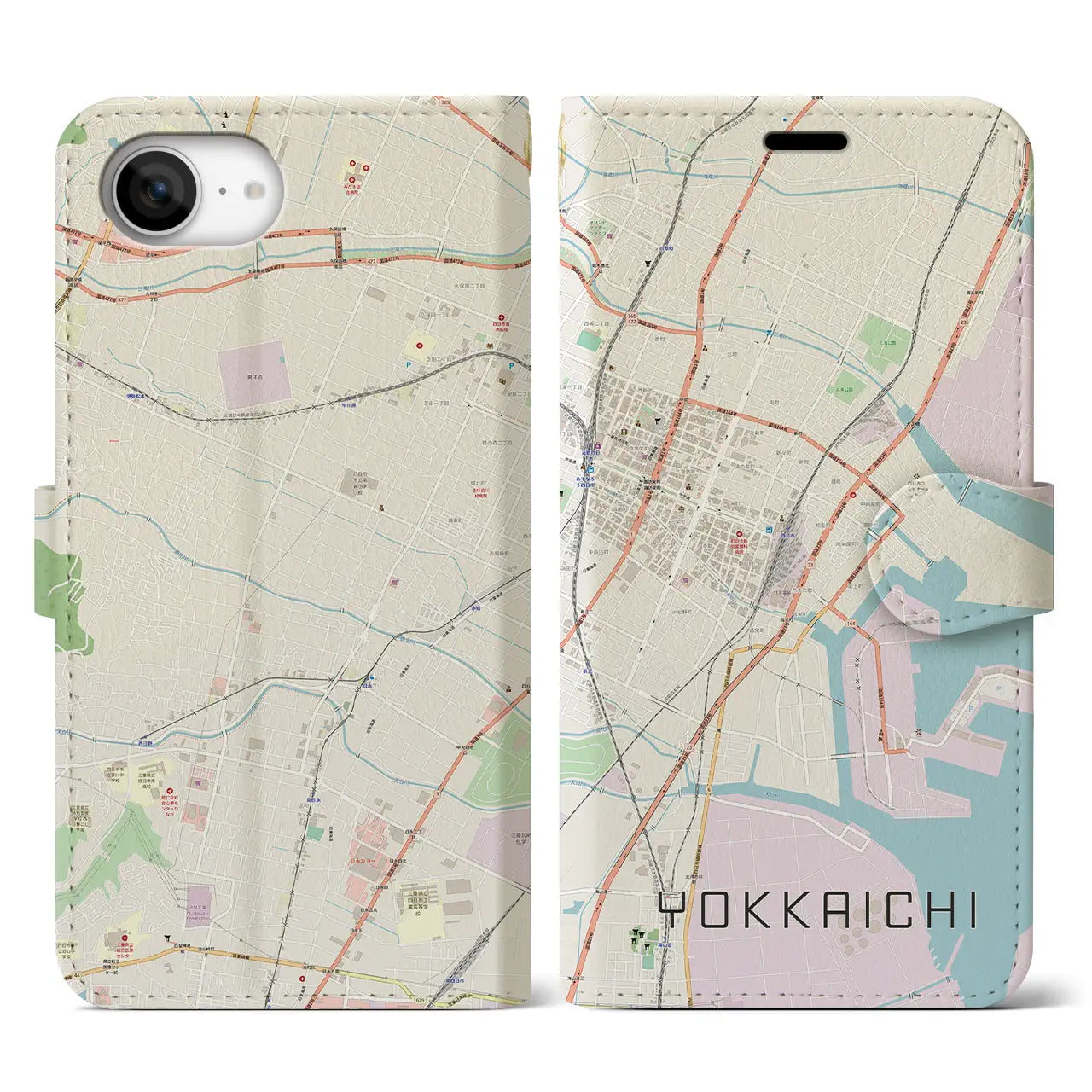 【四日市(三重県)】地図柄iPhoneケース(手帳タイプ)