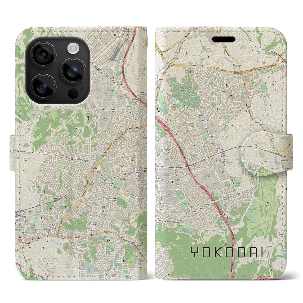 【洋光台(神奈川県)】地図柄iPhoneケース(手帳タイプ)ナチュラル・iPhone 16 用