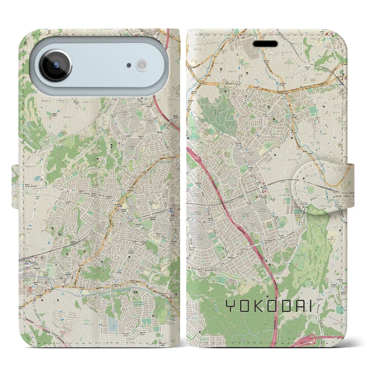 【洋光台(神奈川県)】地図柄iPhoneケース(手帳タイプ)ナチュラル・iPhone 17 Pro Max 用