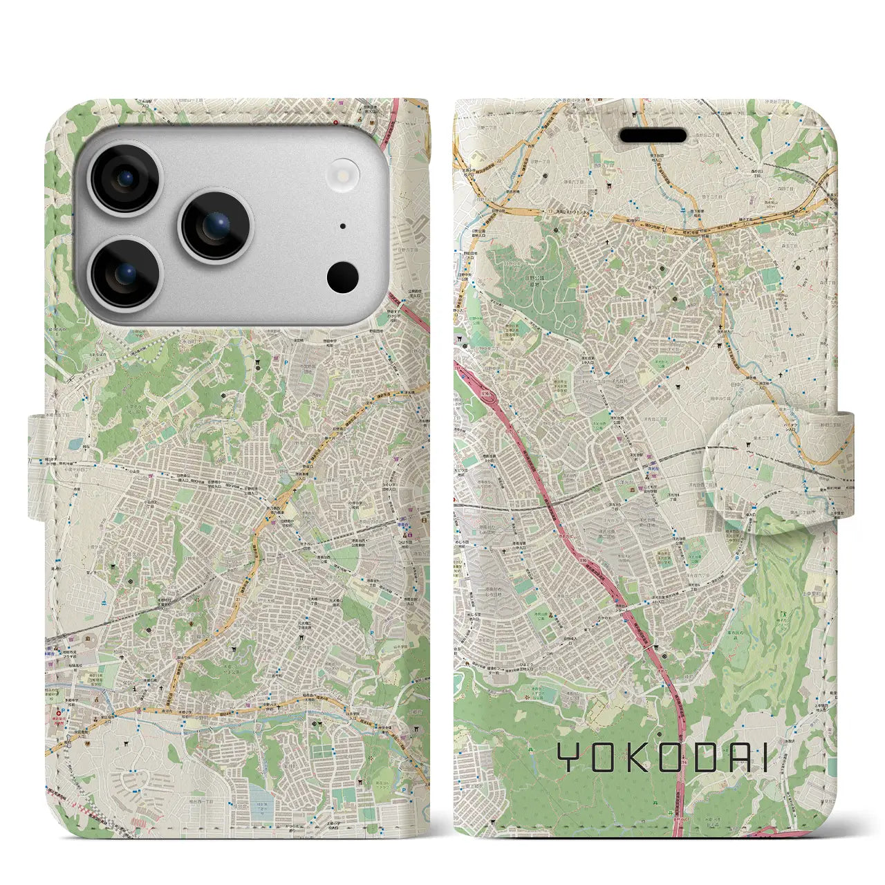 【洋光台(神奈川県)】地図柄iPhoneケース(手帳タイプ)モノトーン・iPhone 17 Pro Max 用
