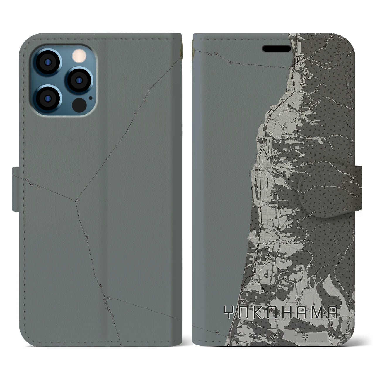 【横浜(青森県)】地図柄iPhoneケース(手帳タイプ)