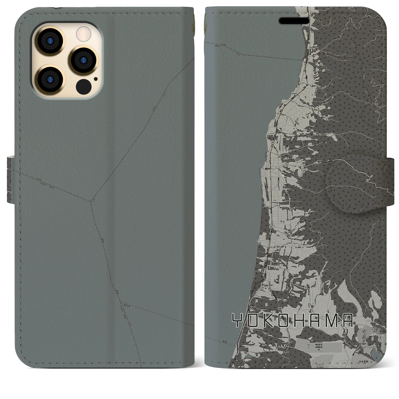 【横浜(青森県)】地図柄iPhoneケース(手帳タイプ)