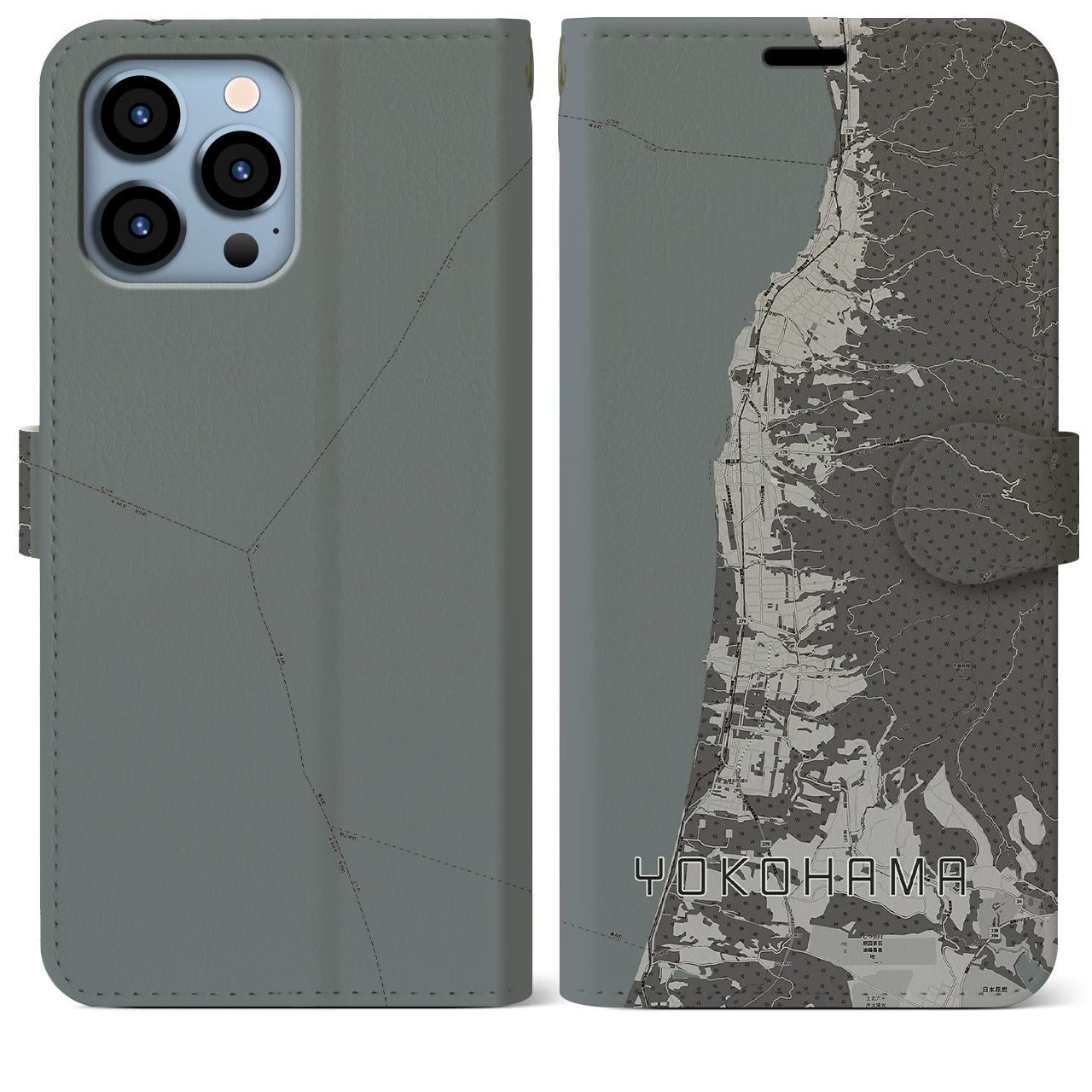 【横浜(青森県)】地図柄iPhoneケース(手帳タイプ)