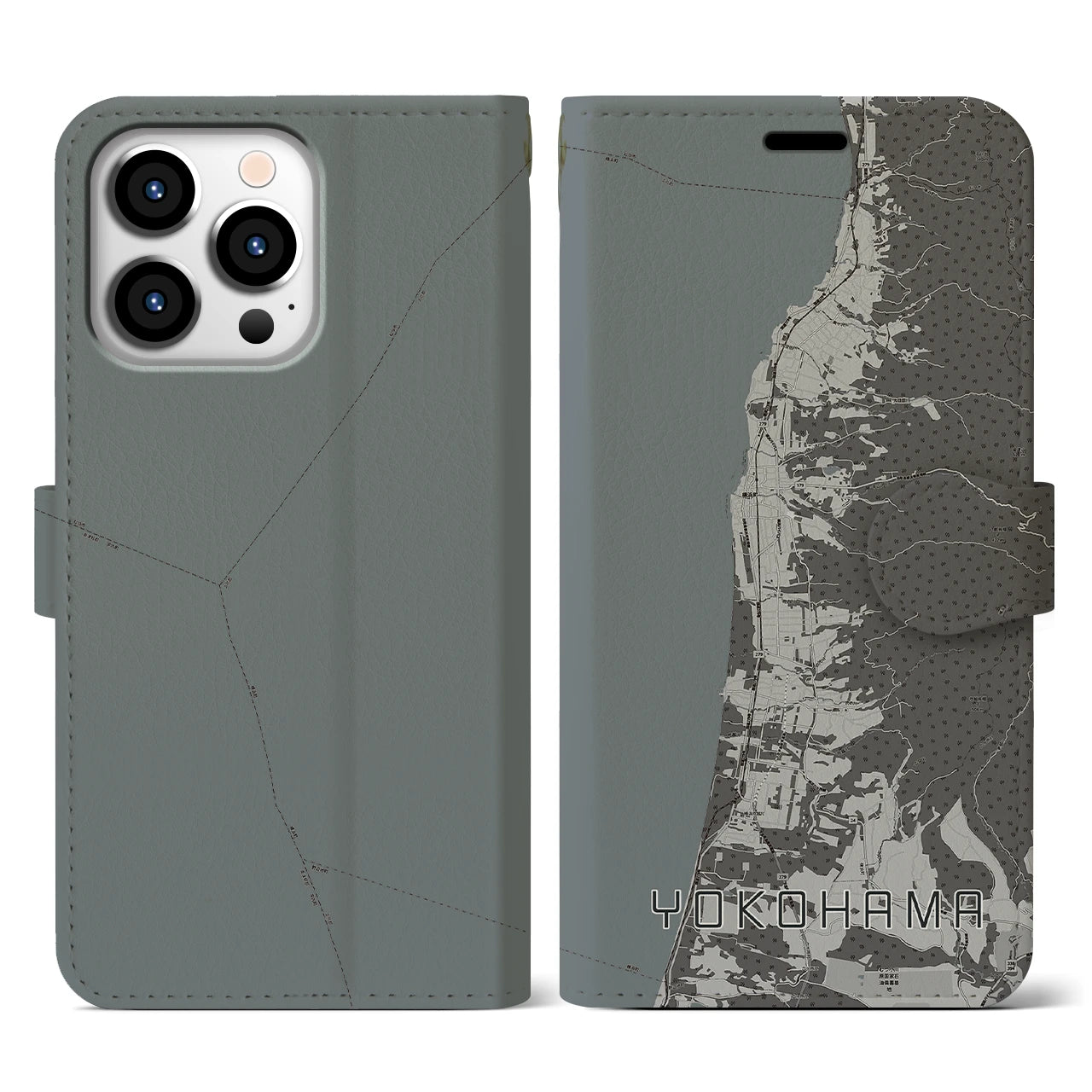 【横浜(青森県)】地図柄iPhoneケース(手帳タイプ)