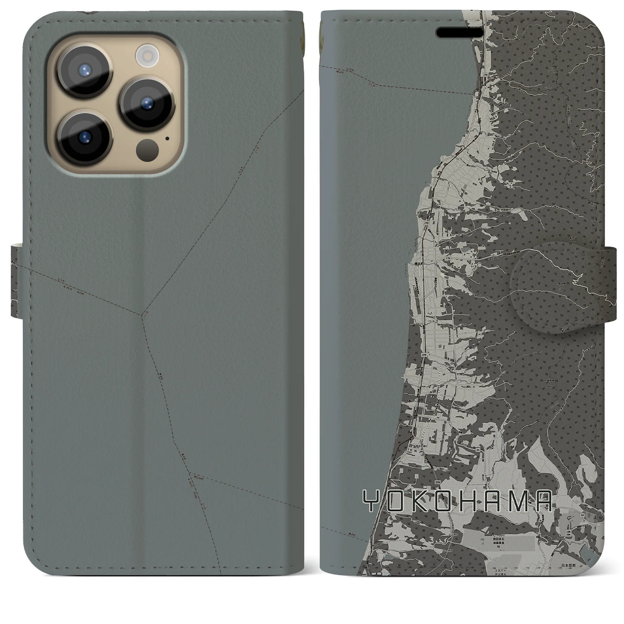 【横浜(青森県)】地図柄iPhoneケース(手帳タイプ)