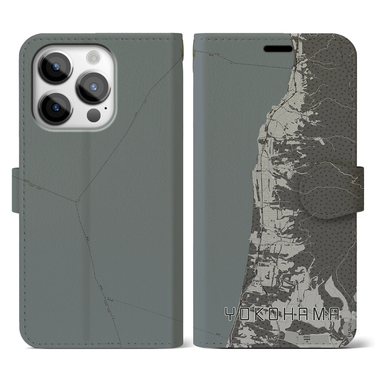 【横浜(青森県)】地図柄iPhoneケース(手帳タイプ)