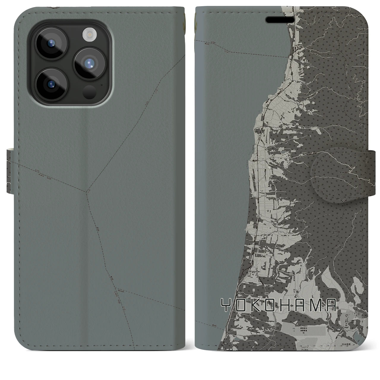 【横浜(青森県)】地図柄iPhoneケース(手帳タイプ)