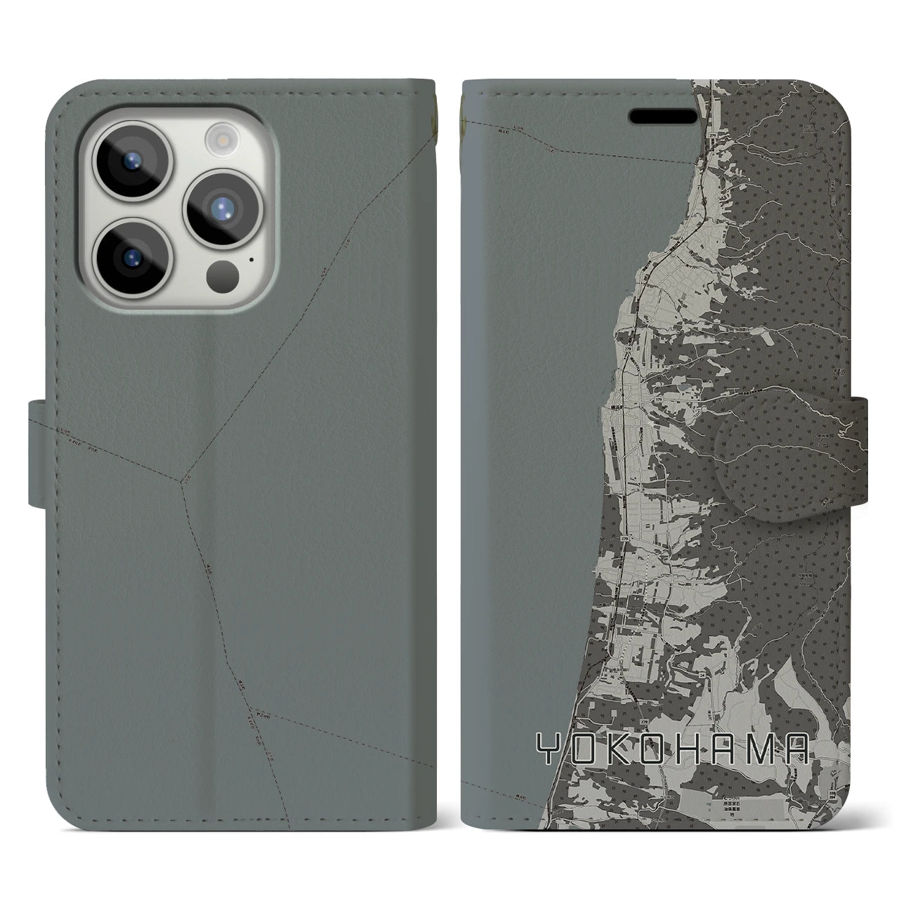 【横浜(青森県)】地図柄iPhoneケース(手帳タイプ)