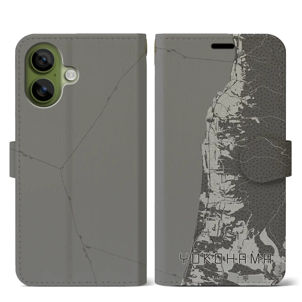 【横浜(青森県)】地図柄iPhoneケース(手帳タイプ)