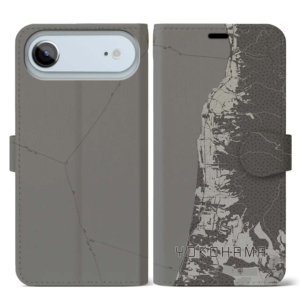 【横浜(青森県)】地図柄iPhoneケース(手帳タイプ)