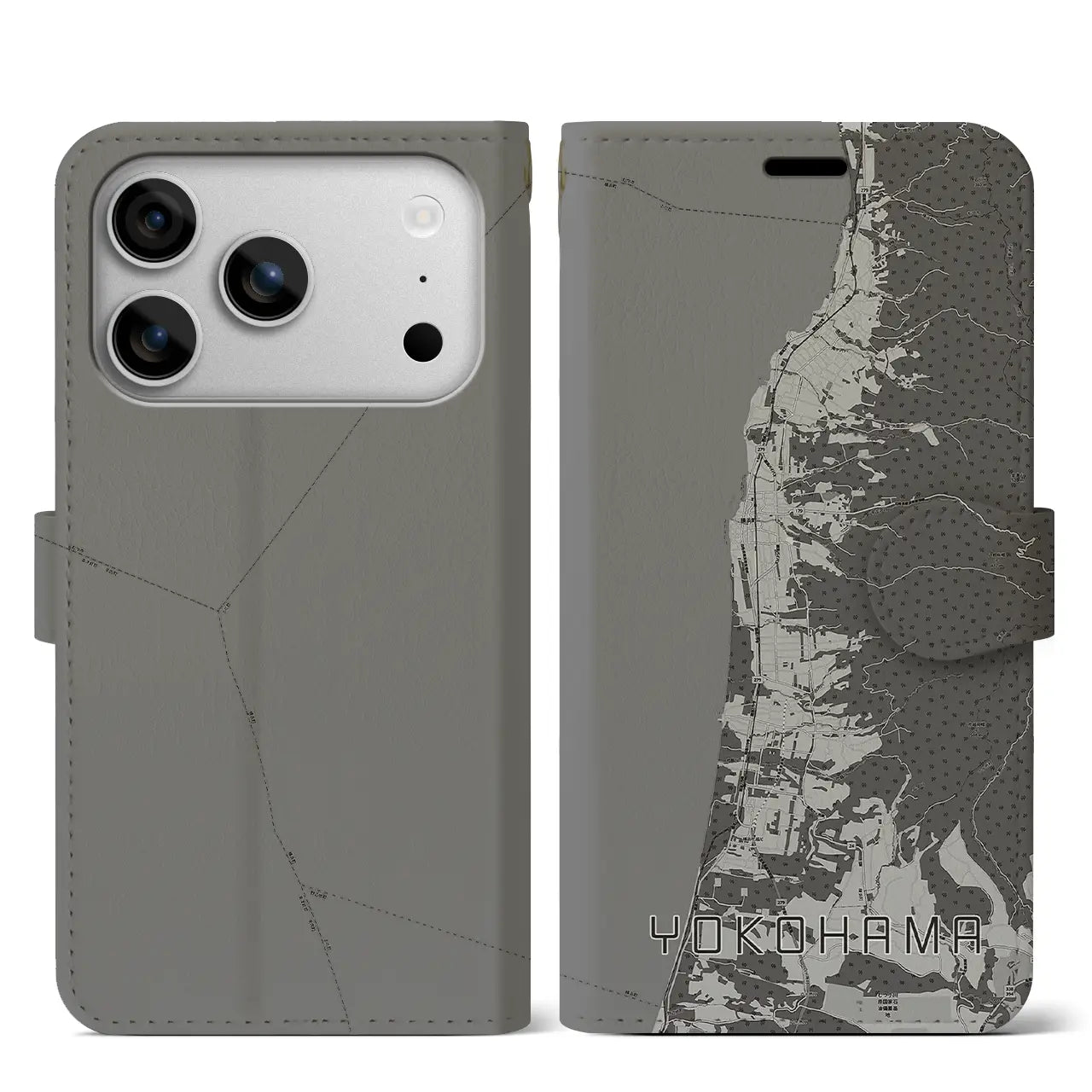 【横浜(青森県)】地図柄iPhoneケース(手帳タイプ)