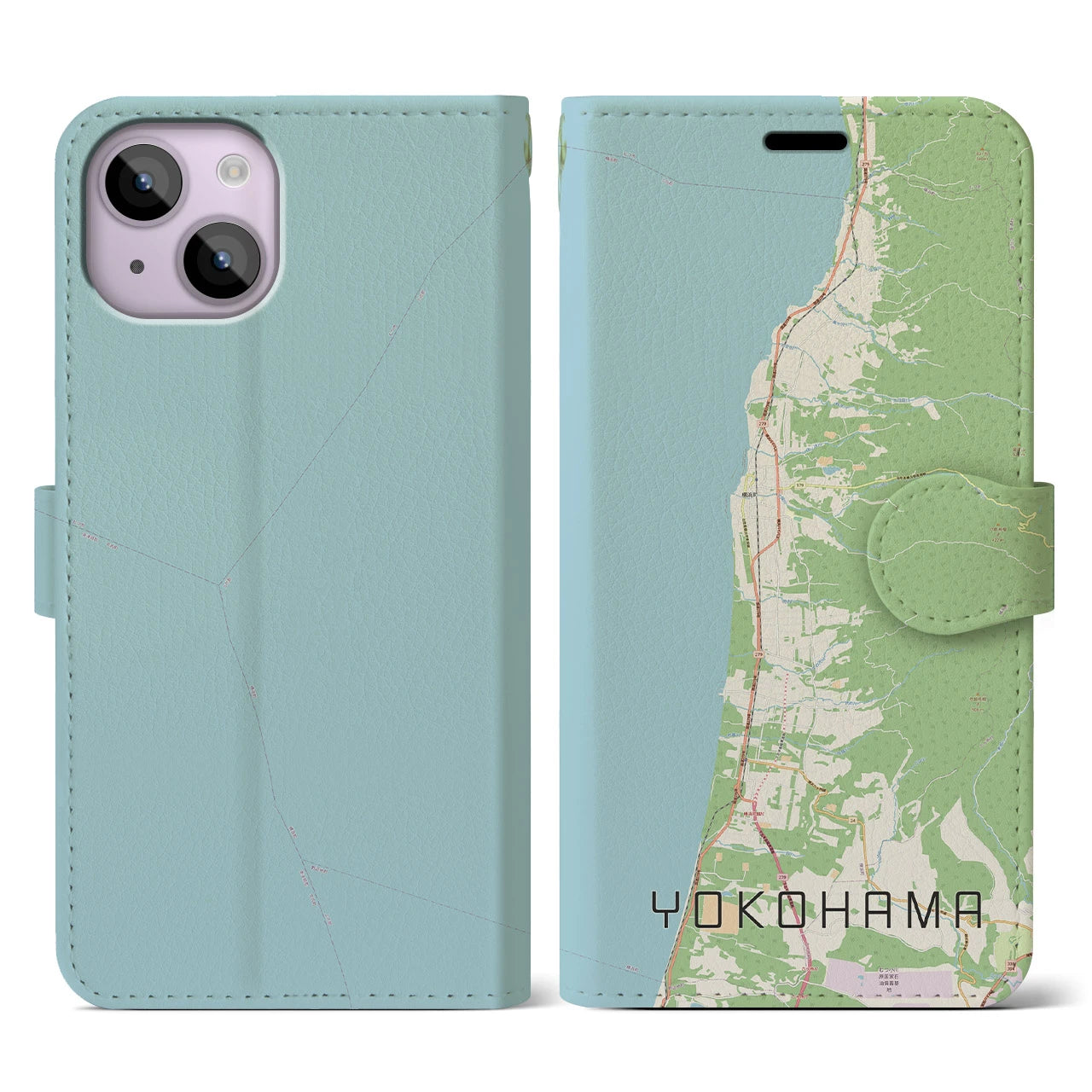 【横浜(青森県)】地図柄iPhoneケース(手帳タイプ)