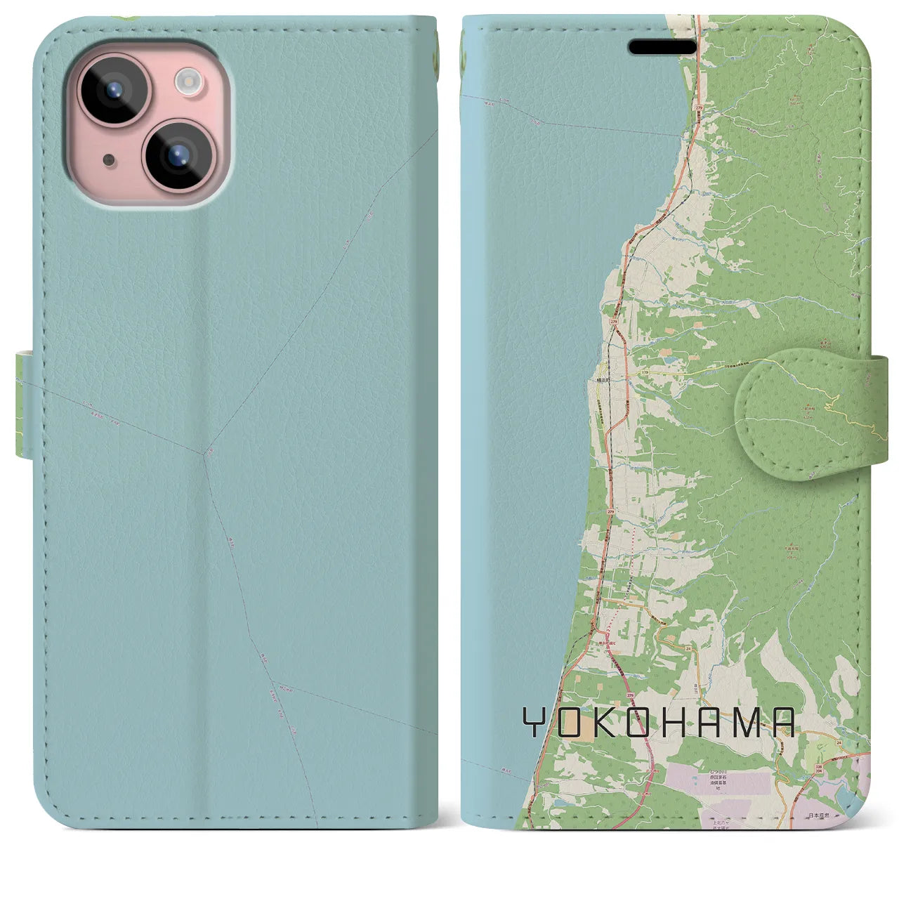 【横浜(青森県)】地図柄iPhoneケース(手帳タイプ)